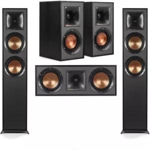 Klipsch 레퍼런스 홈 시어터 팩 2배 R-625FA 바닥 스탠드 스피커 R-52C 센터 채널 쌍 R-41M 책장 포함