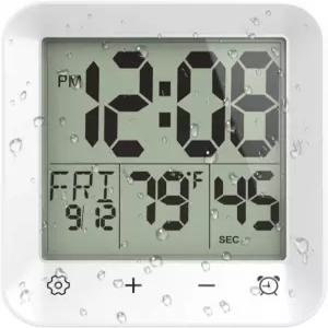 USAOSHOP 샤워 시계 방수 터치 스크린이 있는 욕실 주방 벽 타이머 온도 배터리 작동 흡입 컵 걸이식