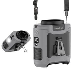 5단 속도로 작동하는 웨어러블 배터리에 10000MAH 클립 선풍기 휴대용 장착된 허리 그레이 SOOL 충전식 벨트