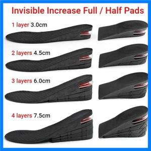 7.5cm 6cm 에어 쿠션 엘리베이터 신발 깔창 리프트는 더 큰 높이를 위한 하프 안창을 삽입합니다. 패드