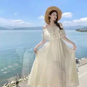 보트넥 윈난 바캉스 여행 쉬폰 빅 해변 시솽반나 원피스 스커트 여친 롱 1PICK1