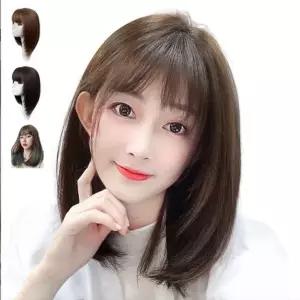 데일리 통가발 여성 단발 35CM 자연 스러운 3컬러 전체가발 여자가발 망 생머리