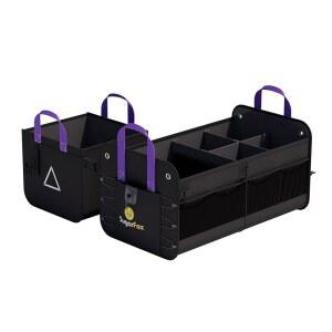 슈가폭스 자동차 트렁크 정리 SUV, 84L SUV 정리함 u2013 방수 접이식 모듈식 정리함, 메시 포켓, 미끄럼 방지 베이스, 블랙 - M313