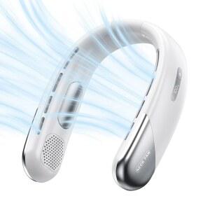 휴대용 선풍기 4000MAH 블레이드 바람 주변 공기 남성 가능한 냉각 착용 차가운 핸즈프리 없는 냉각기 충전식 여행 선물 필수품 조절