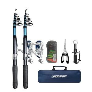 텔레스코픽 낚싯대 릴 키트 2PCS 휴대용 소금물 세트 콤보와 그립퍼 담수 극 6.89피트 방적 미끼 여행용 플라이어 장비 낚시 접이식