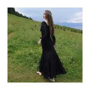 EAMT 여성 프렌치블랙프릴일자숄더나시 원피스 너무이쁘고허리꼬임 스커트 가을 YJ3