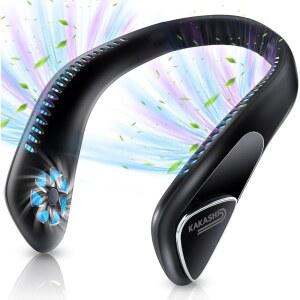 카카시 6000MAH 휴대용 선풍기 공기 여행용 송풍 작동 360 속도 냉각 야외용 3단 잎이 충전식 웨어러블 블레이드리스 없는