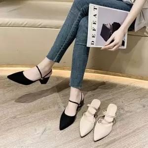 여성 통굽 미들힐 슬링백 뮬 블로퍼 ntL8+8MRC