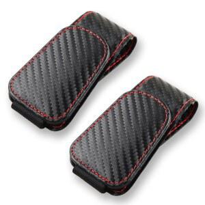 자동차용 CMWWYFC 2Pc 선글라스 홀더 바이저 및 선바이저용 클립 안경 액세서리용 블랙) 걸이 클립(카본 자동차 티켓 파이버 마그네틱 가죽 카드