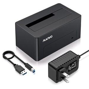 MAIWO SAS-USB 3.0 어댑터, SAS SATA 하드 드라이브 인클로저 리더(2.5 3.5인치 HDD SSD, 24TB 용량, 12V/2A 전원 지원 외장 도킹 스테이션,