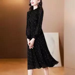 EAMT 원피스 미디 플라워 봄가을 여자원피스 프릴 시폰 럭셔리 조거 기장 라이트 YJ3