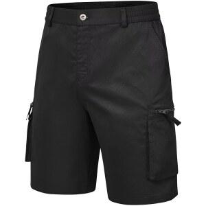 QPNGRP 남성용 9인치 인심 스트레치 허리 지퍼 카고 반바지 6포켓