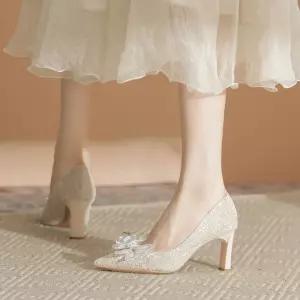 힘들지 단화를 하이힐 웨딩드레스 있음녀 들러리 않음 샴페인색 는 힐펌프스 웨딩화녀 힐 큐빅굽이 신부 신