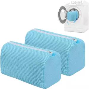 세탁기용 신발 세탁 가방 스니커즈 2개 360° 메쉬 파우치 재사용 및 내구성 측면 지퍼 세탁기