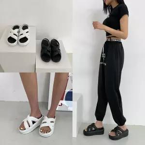 크로스폼통굽샌들 스트랩 여성 신발 슬리퍼 슈즈 qwN6+3OgC