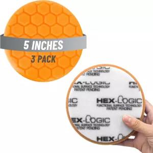 케미컬 가이즈 헥스 로직 미디엄 컷 폴리싱 패드 오렌지(5.5인치)(3팩) - 소용돌이 제거 및 광택 복원을