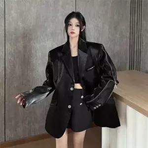 EAMT 블랙 여친 정장 재킷 폭스바겐 리퀴드 메탈 패딩 코트 EUNG1