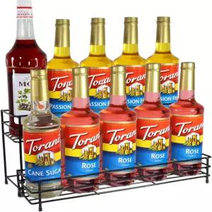 커피 시럽 정리함 선반 바용 2단 스탠드 홀더 와인 병 10병 칵테일 드레싱 바 액세서리를 위한 스테이션