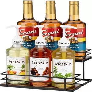 EFYSE 커피 시럽 정리함 랙 바 보관 주방 조미료 정리 및 와인 진열을 위한 2단 홀더(6병 용량).