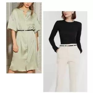 여자 원피스 슬림 얇은 가죽 벨트 Bvc6+2nNS