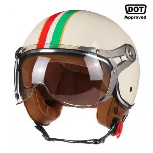 DOT 3/4 오픈 페이스 오토바이 레트로 헬멧 남성용 여성용 빈티지 헬기 Capacete De Moto Bike Cascos
