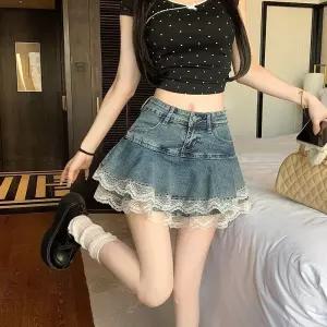 포뇨 스커트 여사친 데님 플리츠 케이크 치마바지 스판 OPH1