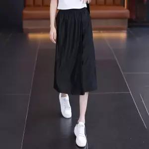 포뇨 여자 팬츠 여름 캐주얼 와이드 치마바지 밴딩 얇은 일자 슬림핏 허리 5부 OPH1