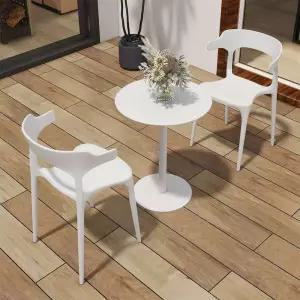 발코니 차 마시는 작은 테이블 및 의자 조합 심플한 야외 안뜰 접이식 흰색 협의