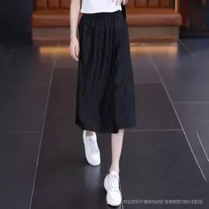 EAMT 여사친 바지 캐주얼 여름 와이드 허리 얇은 일자 슬림핏 치마바지 밴딩 5부 YJ1