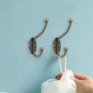 [생활] 2단 벽걸이 옷걸이 후크 고리 가방 모자 벽면 행거