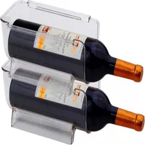 주방 조리대 팬트리 냉장고 클리어용 Cheeren 2팩 플라스틱 스택형 물병 및 와인 랙 보관 정리함