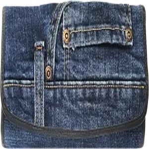 비쥬 드 자 업사이클링 블루 데님 3겹 대용량 장지갑 지갑 여성용