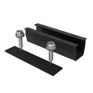 태양광 모듈 레일 브래킷 블랙 알루미늄 합금 장착 시스템 PV 지붕 전원 공급 장치 12cm