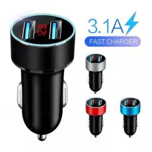 자동차 시거잭 스마트폰 USB 어댑터 휴대폰 충전기 듀얼 디지털 디스플레이 볼트미터 고속