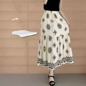 [신상오픈런]여자 보헤미안 태슬 프린팅 캉캉 밴딩 린넨 롱스커트 (39079170)