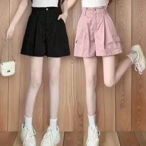 [신상오픈런]여성 하이웨스트 포켓 뒷밴딩 핀턱 쇼츠 동글단추 (32966231)