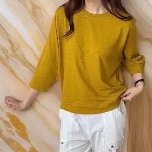 [신상오픈런]라운드넥 팔부티셔츠 절개 여성맨투맨 머스타드 (31804666)