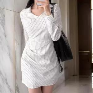 [신상오픈런]랩원피스 셔츠핏 스트라이프 여성남방 허벅지기장 (31804334)