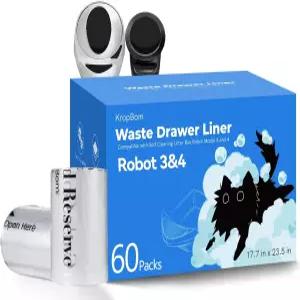 60 팩 쓰레기통 로봇 3 4 개의 쓰레기 봉투 셀프 청소 고양이 교체 대용량 9-11 갤런 용량