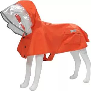 강아지 비옷 후드티가 달린 방수 레인 폰초 소형 및 대형견용 목줄 구멍이 있는 고반사 조절 가능한