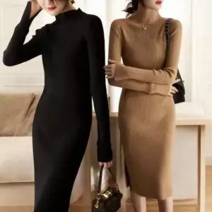 [의류] 니트원피스 반목 니트 롱 원피스 3color 하객룩