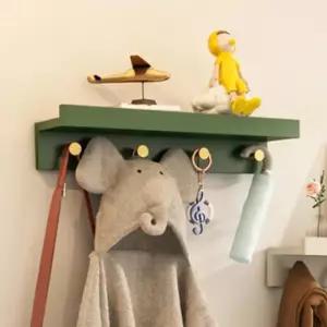 [생활] 후크 옷걸이 벽선반 4구 그린