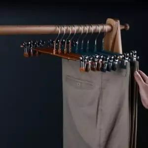 [생활] 고급 미끄럼방지 행거 바지걸이 10p 원목바지걸이 회전바지걸이 바지걸이 나무바지걸이