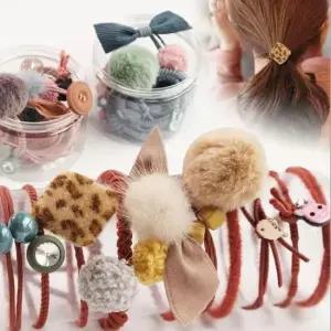 [반려] 여자 헤어 타이 머리 방울 끈 고무 줄 밴드 10P 똥머리 긴머리묶기 대용량