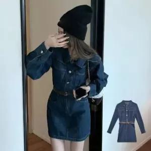 [의류] 여성 데님 캐주얼 4계절 아이템 진청 스커트 원피스