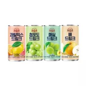 과일촌 드링크 주스 175ml 4종 혼합 청포도 7 + 과일믹스 배 8 매실 총 30개
