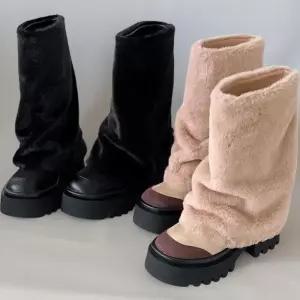 [신상오픈런]여성용 겨울 털 레그워머 키높이 미들 부츠 키치 스타일 (43167073)