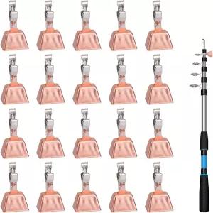 BOXOB 20개 낚싯대용 낚싯대 끝 낚시용 집게 물고기 경고벨 포함 낚시 물림 경보기