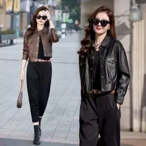 여사친 가을 숏봄 아우터 자동차 무스탕 코트 가죽 재킷 고급 원템1