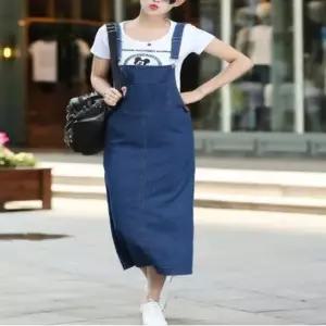 [의류] 여성 멜빵스커트 데님 멜빵치마 진청 롱스커트 캐주얼